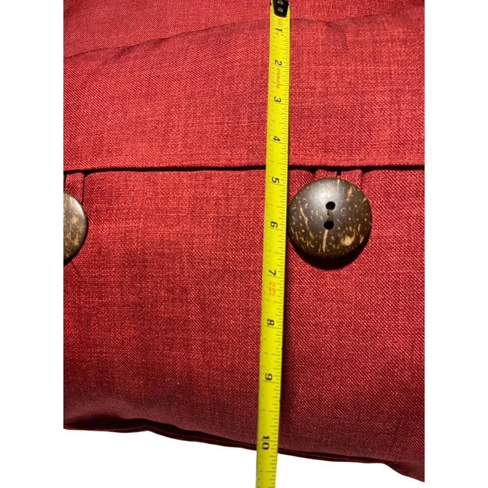 Red Throw Pillow Set Button Accents 17x11 Inches Decorative Modern Rustic Style
